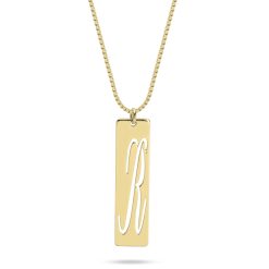 Cutout Initial Bar Necklace