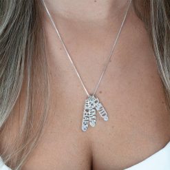 Vertical Name Necklace with Birthstone