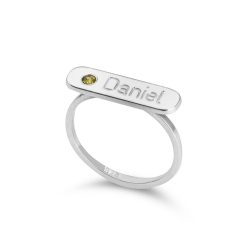 Bague Pierre de Naissance Gravée en argent sterling