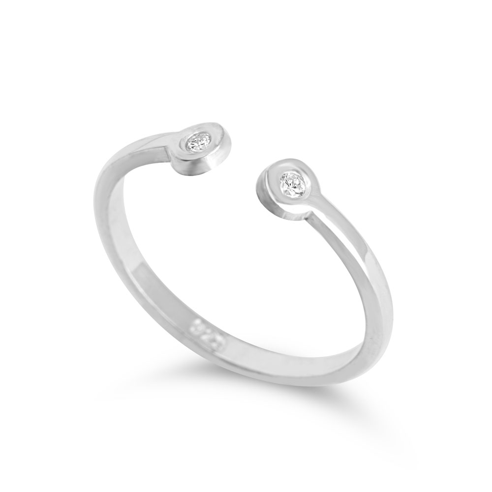 Bague Ouverte Fine avec Diamants Bague Ouverte Fine avec Diamants