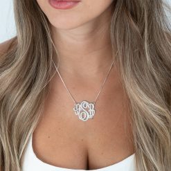 Personalized Curved Monogram Necklace with 3 Initials