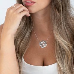 Personalized Curved Monogram Necklace with 3 Initials
