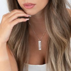 Cutout Initial Bar Necklace