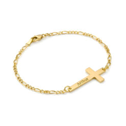 Bracelet Croix Homme Personnalisé plaqué or vue principale