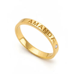 Bague Pierre de Naissance Délicate avec Gravure - vue principale