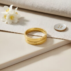 Bague personnalisable 2 prénoms en plaqué or, anneau ouvert ajustable pour femme, idée cadeau romantique.