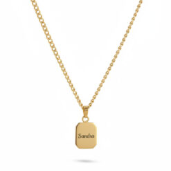 Collier Plaque Gravée sur Chaîne Gourmette - vue principale