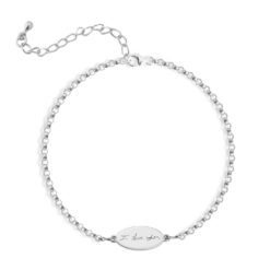 Bracelet Plaque Ovale Gravé avec Ecriture Manuscrite en plaqué or