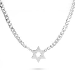 Collier Étoile de David chaîne cubaine vue principale en argent sterling