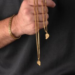 colliers coeur personnalisé pour couples en stainless steel plaqué or