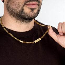 Collier Barre Horizontale pour Homme en acier inoxydable argent. Gravure sur mesure, prénom, date en chiffres romains...