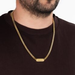 Collier Barre Horizontale Gravée pour Homme en acier inoxydable argent. Gravure sur mesure, prénom, date en chiffres romains...
