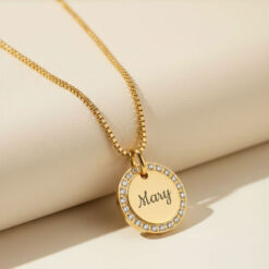 Halo Round Pendant with Snake Chain