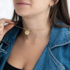 Halo Round Pendant with Snake Chain