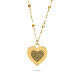 Collier Empreinte Digitale Cœur finition or jaune en acier inoxydable