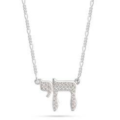 Collier pendentif Chai serti de zirconium en argent sterling