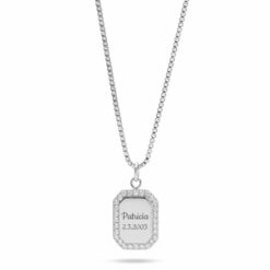 Pendentif Personnalisé Halo avec Zircons Cubiques en Acier Inoxydable argent