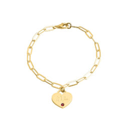 Paperclip Heart Birthstone Bracelet For Mom