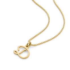 Délicat Collier Initiale Majuscule Cursive en acier inoxydable doré, hauteur de la lettre 11 mm