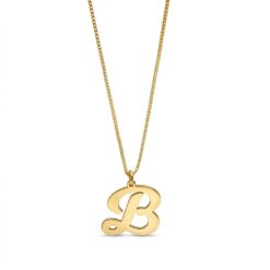Collier initiale cursive personnalisé en acier inoxydable de qualité doré vue de face