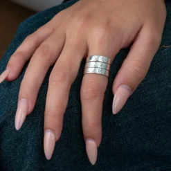 Bague Triple Spirale Martelée en Argent 925