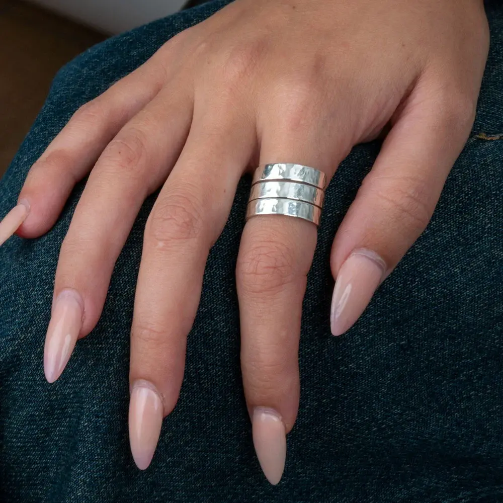 Bague Triple Spirale Martelée en Argent 925 Bague Triple Spirale Martelée en Argent 925