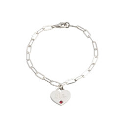Bracelet Cœur Personnalisé avec Pierre de Naissance en plaqué or