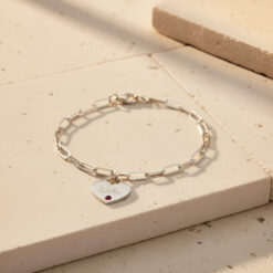 Paperclip Heart Birthstone Bracelet For Mom