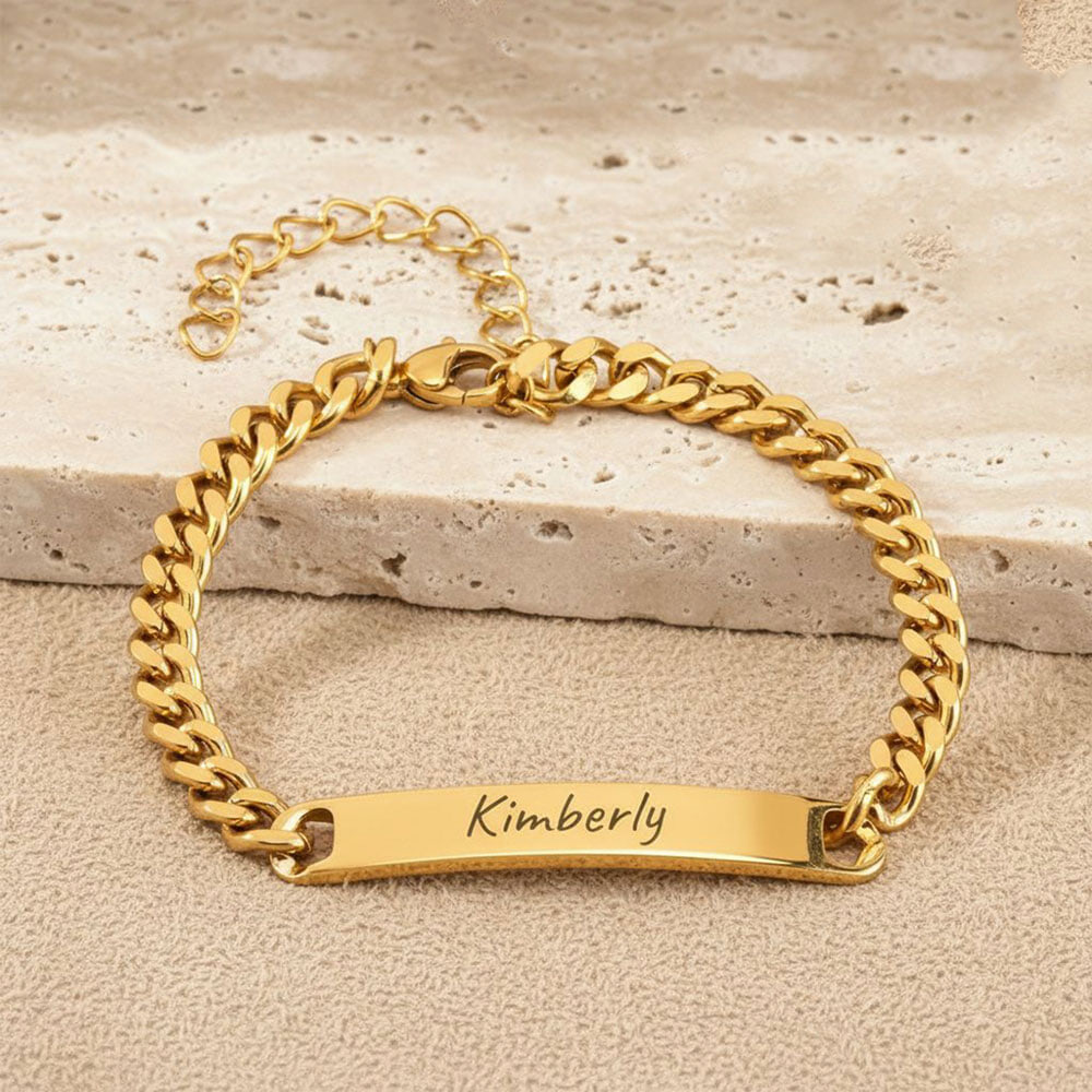 Bracelet Gourmette Identité Maille Cubaine Bracelet Gourmette Identité Maille Cubaine