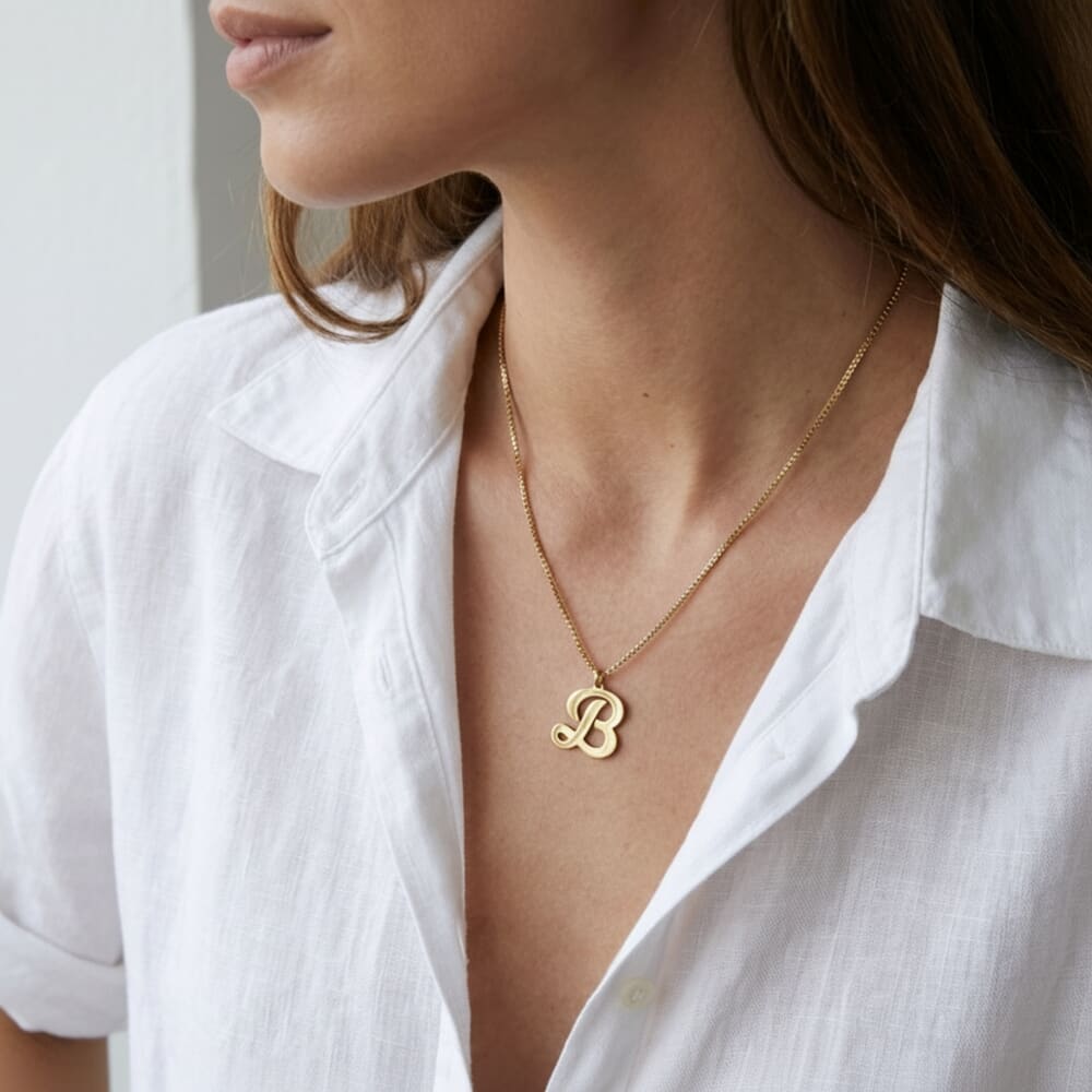 Collier Initiale Cursive Personnalisé Collier Initiale Cursive Personnalisé