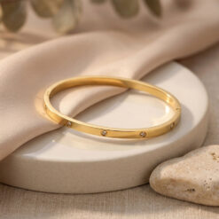 Minimalist Bangle Bracelet with Cubic Zirconia 