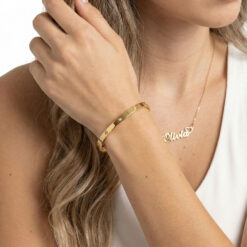 Minimalist Bangle Bracelet with Cubic Zirconia 