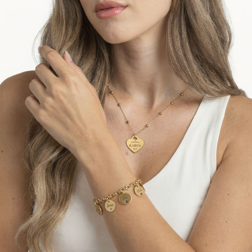 Bracelet Famille avec Prénoms et Pierres de Naissance Bracelet Famille avec Prénoms et Pierres de Naissance