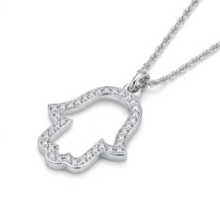 Collier Main de Fatma Ajourée et Oxydes de Zirconium en argent sterling 925