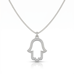 Collier Main de Fatma Ajourée et Oxydes de Zirconium en argent 925