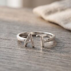 Bague Ouverte avec Deux Initiales en argent sterling
