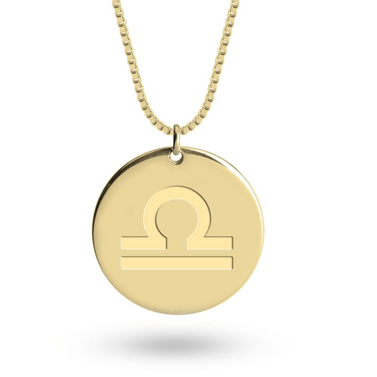 Collier avec médaille Signe Balance en plaqué or