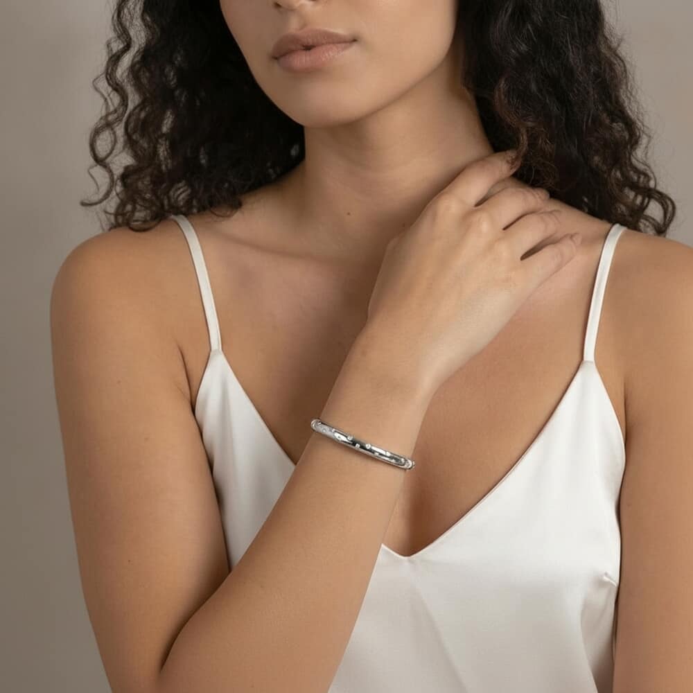 Bracelet Jonc Étoiles en Acier Inoxydable Bracelet Jonc Étoiles en Acier Inoxydable