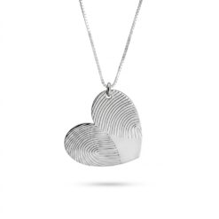 Collier cœur avec deux empreintes digitales personnalisées en argent 925