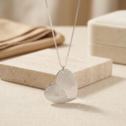 Collier Cœur avec 2 Empreintes Digitales Personnalisées